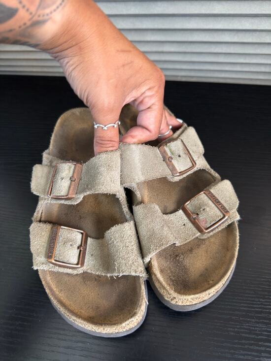 Birkenstock Shoes - Birkenstock Arizona Suede Sandals Taupe EU 37 Women’s Double Strap Comfort 6-6.5